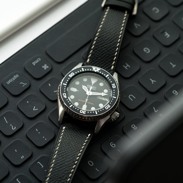 Monochrome Watches Shop | Delugs Epsom Calfskin Watch Strap - Black