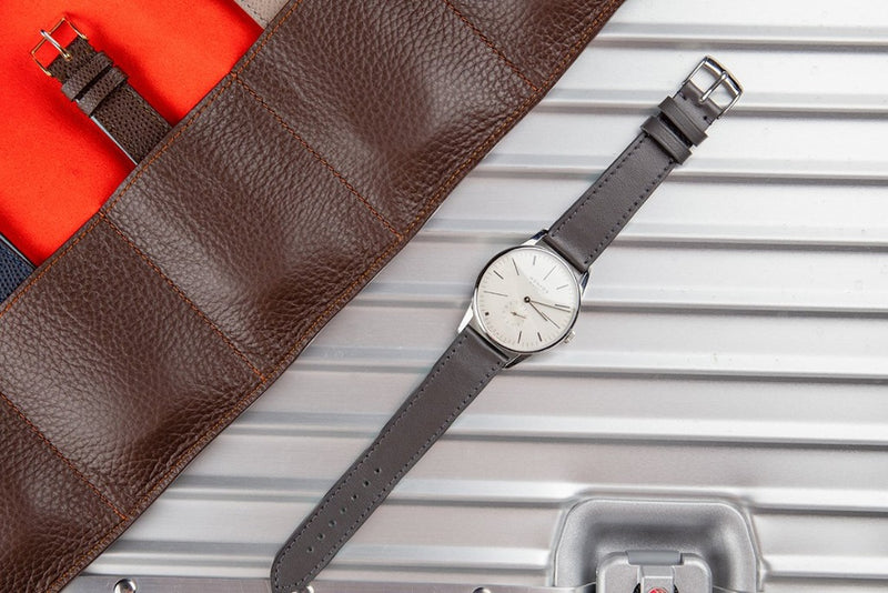 Monochrome Watches Shop | Correa de reloj de piel de becerro lisa - Gris